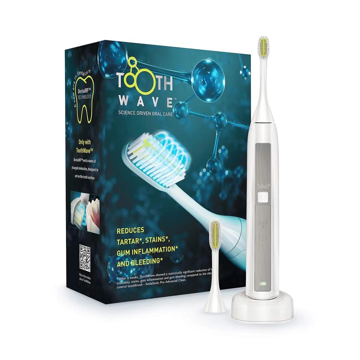 Silk'n Toothwave elektryczna szczoteczka do zębów – technologia przeciwko przebarwieniom i kamieniom nazębnym – 48 000 wibracji p.m.
