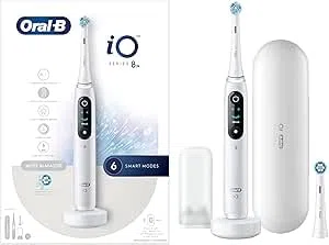 Oral-B iO 8N Biała elektryczna szczoteczka do zębów z funkcją Bluetooth, 2 szczotki, 1 etui podróżne, 4-częściowy zestaw