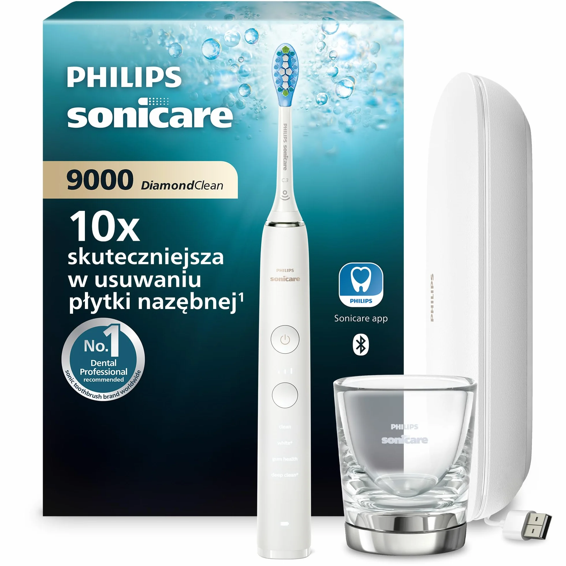 Philips Sonicare DiamondClean 9000 Elektryczna Szczoteczka Do Zębów, Czarny (model HX9911/27)