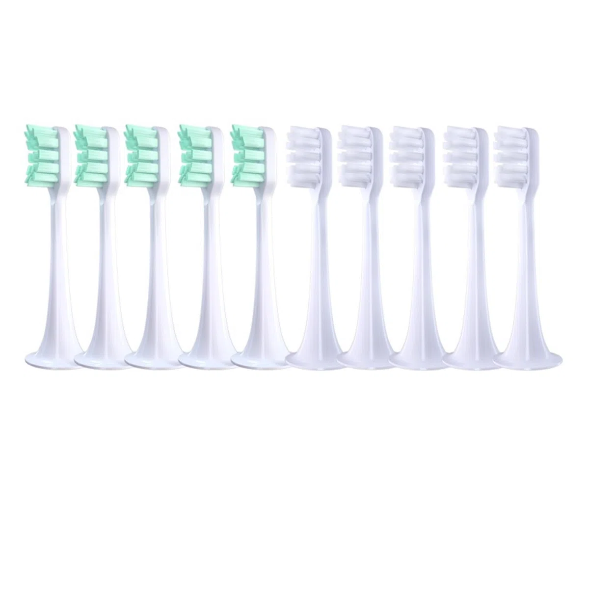 tianwandong 10 sztuk wymiennych końcówek do szczoteczki elektrycznej T300/500 Sonic Soft DuPont Bristle Wymienna końcówka do szczoteczki do zębów(5Green5White)