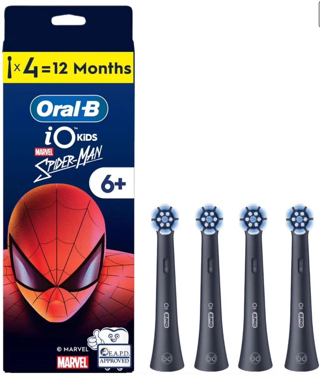 Oral-B iO Kids 6+ Marvel Spiderman końcówki do szczoteczek do zębów – oryginalna nasadka na szczoteczki do zębów do Oral-B iO Kids elektryczna szczoteczka do zębów dla dzieci od 6 lat, delikatna dla