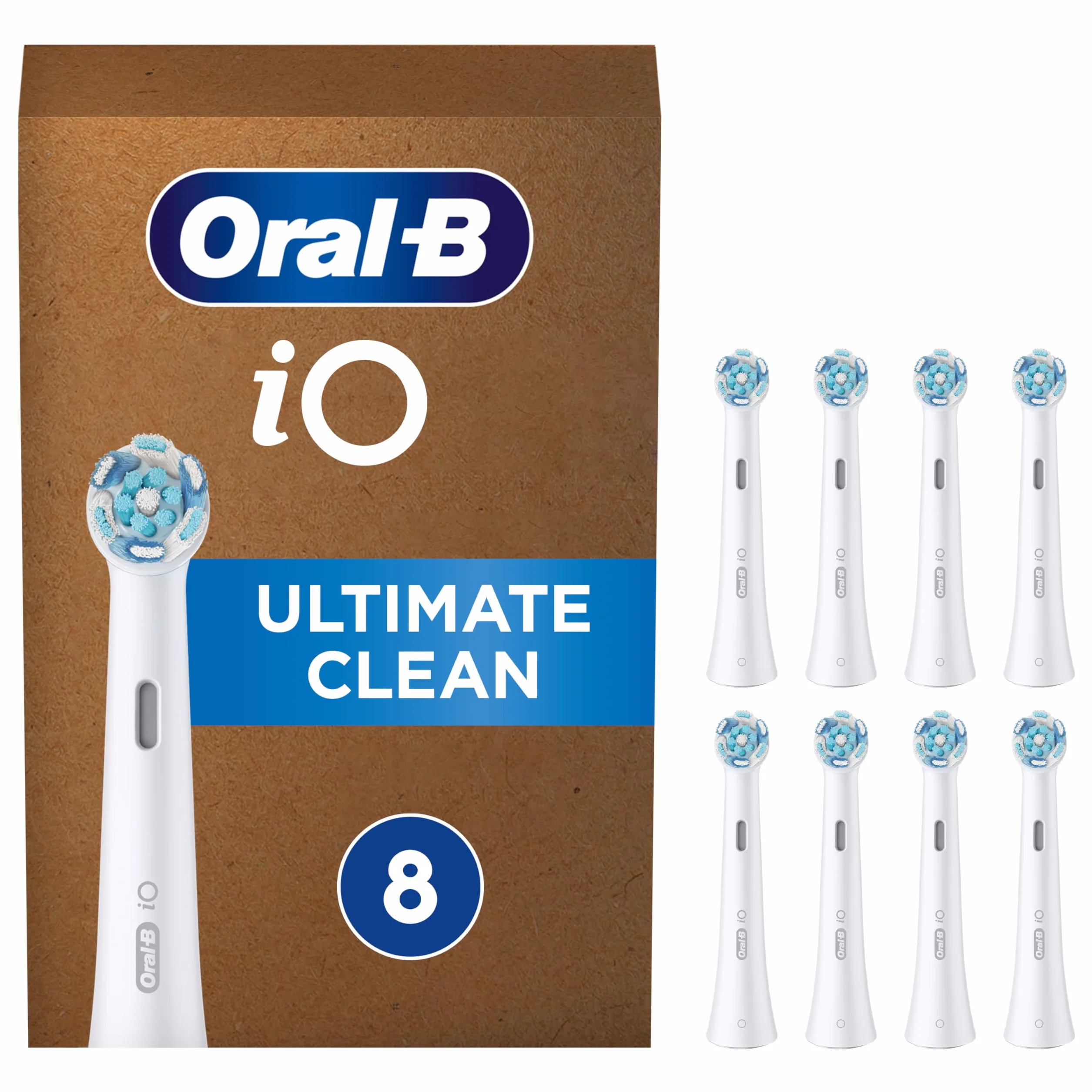 Oral-B iO Ultimate Clean White Końcówki do szczoteczki elektrycznej z technologią magnetyczną, opakowanie zawiera 8 sztuk