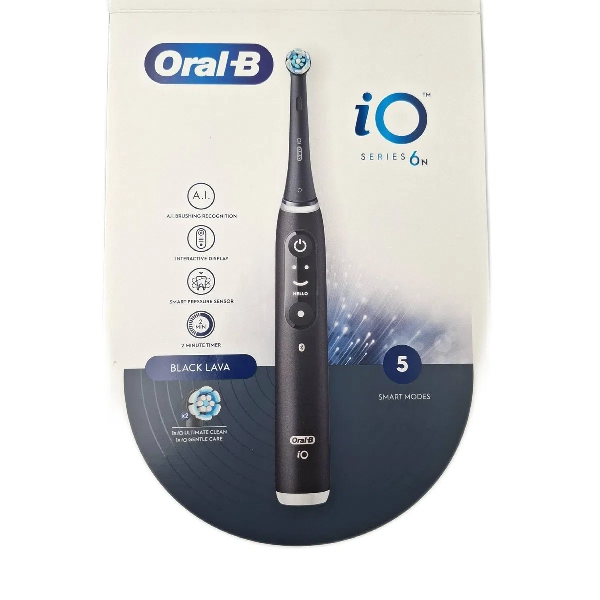 Oral-B Elektryczna szczoteczka do zębów wielokrotnego ładowania iO 6N, czarna, 1 x elektryczna szczoteczka do zębów, 2 x wymienne szczoteczki, etui podróżne + 1 pasta do zębów Oral-B Advanced