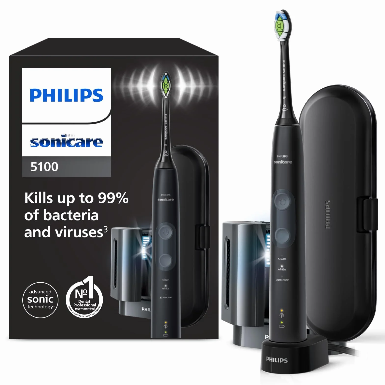 Philips ProtectiveClean 5100 Elektryczna Szczoteczka do Zębów, Czarny