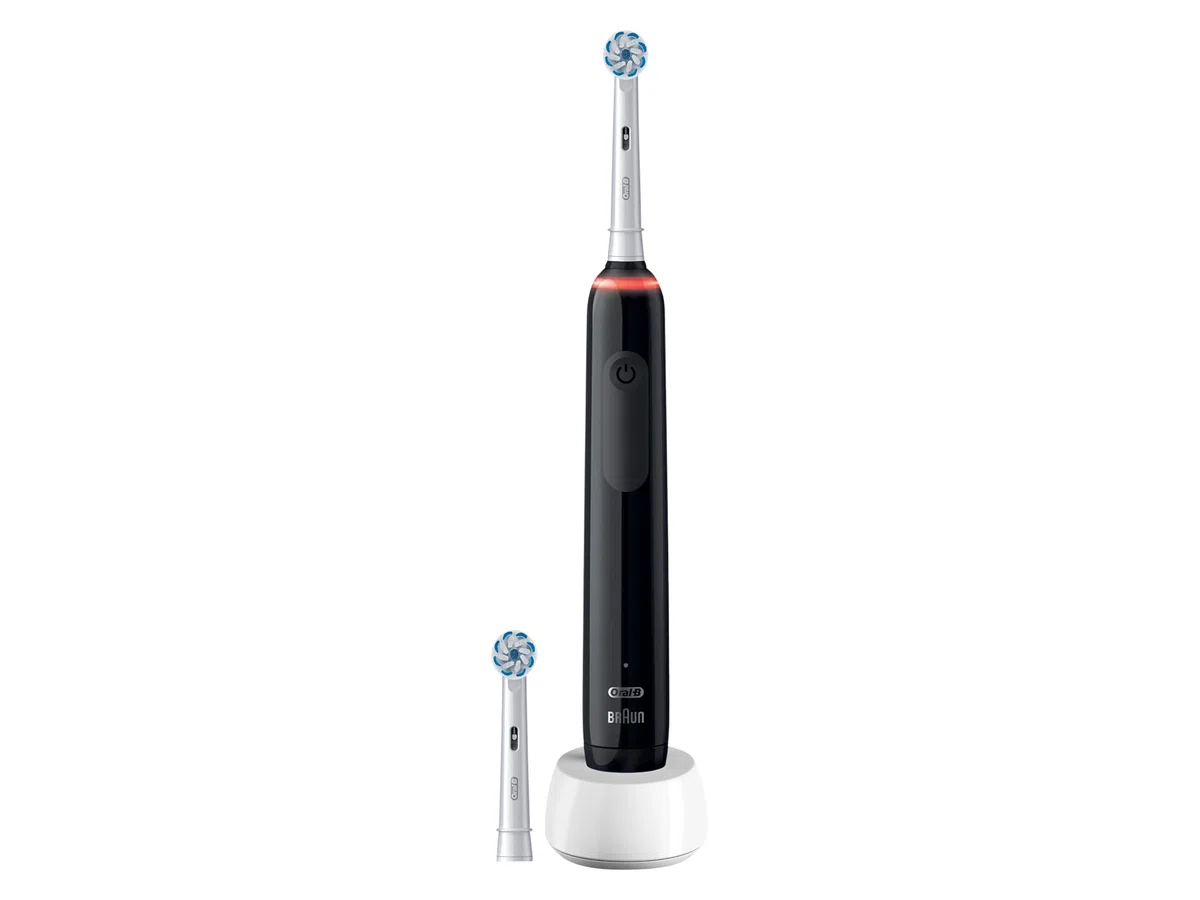 Oral-B Pro 3 3000 8006540759868 Szczoteczka Elektryczna do Zębów, Czarny, 2 Końcówki
