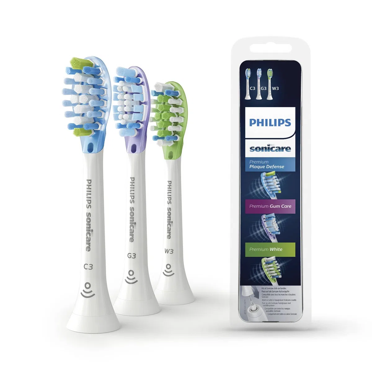Philips Oryginalne Końcówki do Szczoteczki, Białe, 3 szt