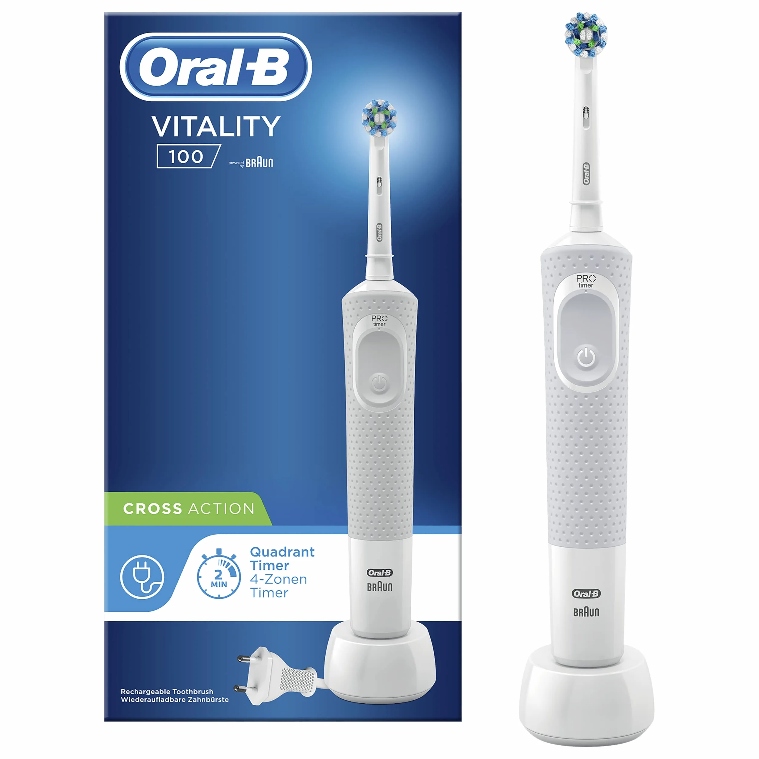 Oral-B Vitality 100 Elektryczna Szczoteczka do Zębów, Biały