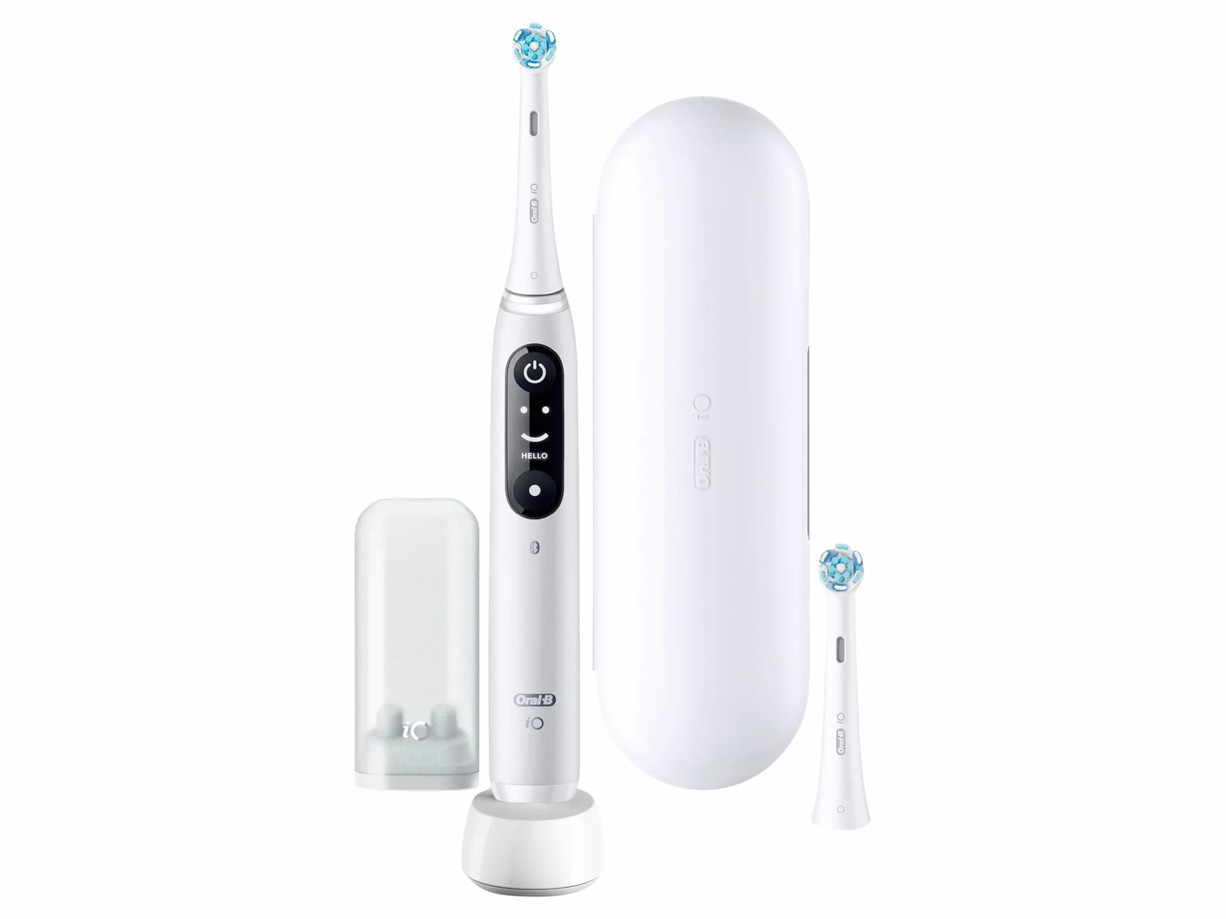 Oral-B iO Series 6 elektryczna szczoteczka do zębów, 2 końcówki, 5 trybów czyszczenia do pielęgnacji zębów, technologia magnetyczna, wyświetlacz i etui podróżne, prezent dla mężczyzny/kobiety, zaprojektowana przez brązowy, biały