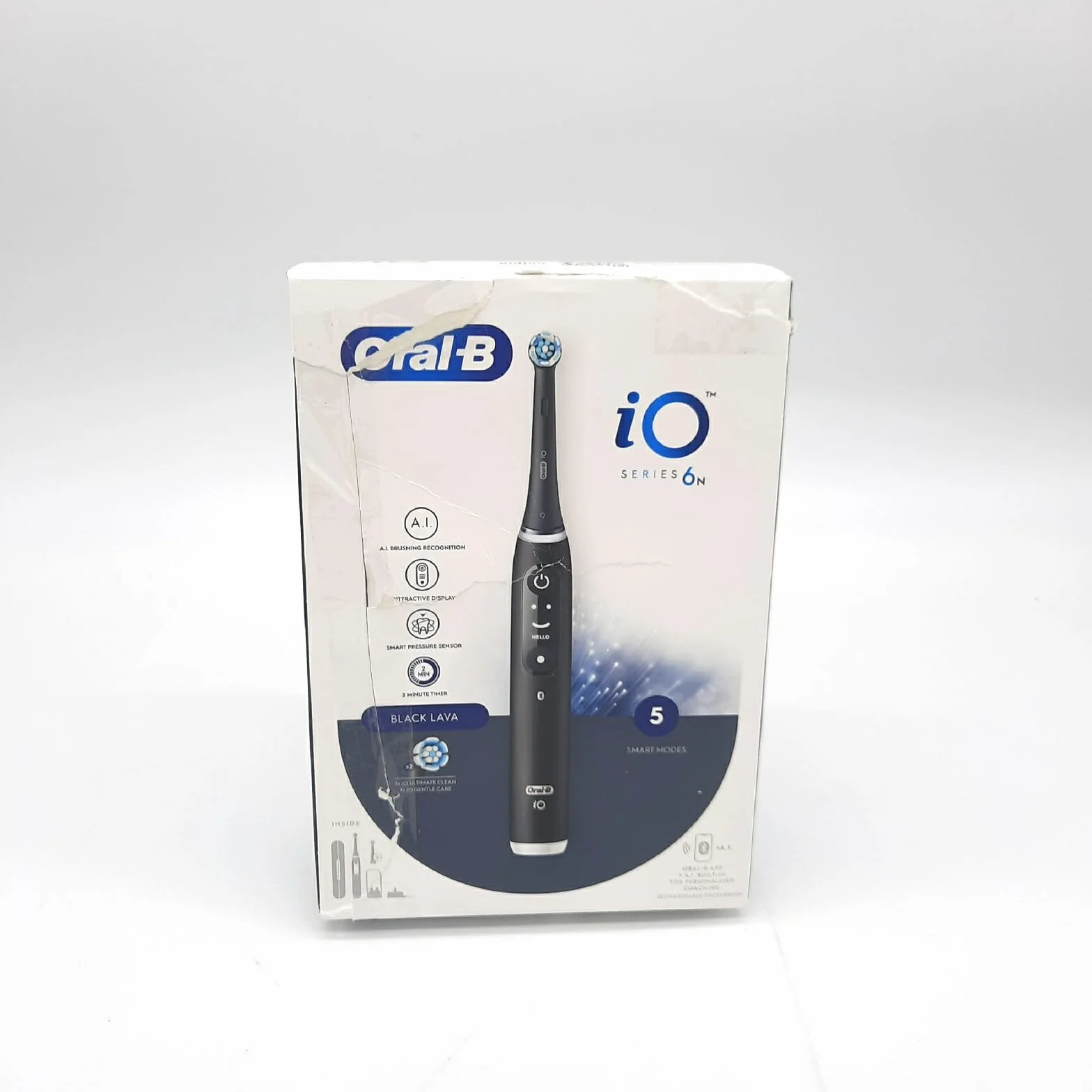 Oral-B Elektryczna szczoteczka do zębów iO6 czarna z etui podróżnym, 1 szczoteczka do zębów + 1 pasta do zębów ochrona dziąseł i antybakteryjna tarcza do głębokiego czyszczenia 75ml