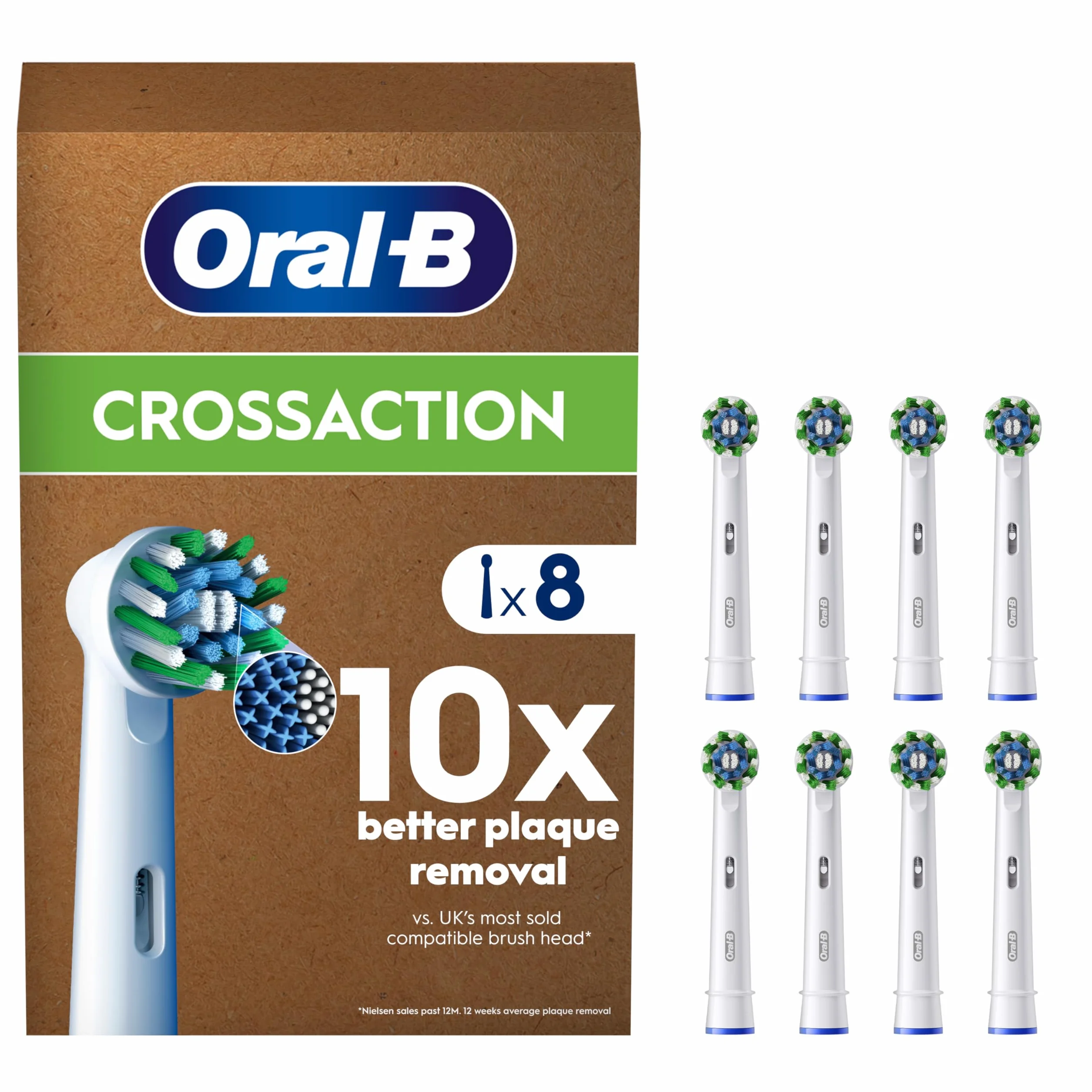 Oral-B Pro Cross Action Końcówki do szczoteczek elektrycznych, opakowanie 8 szt. o wielkości odpowiedniej do umieszczenia w skrzynce pocztowej