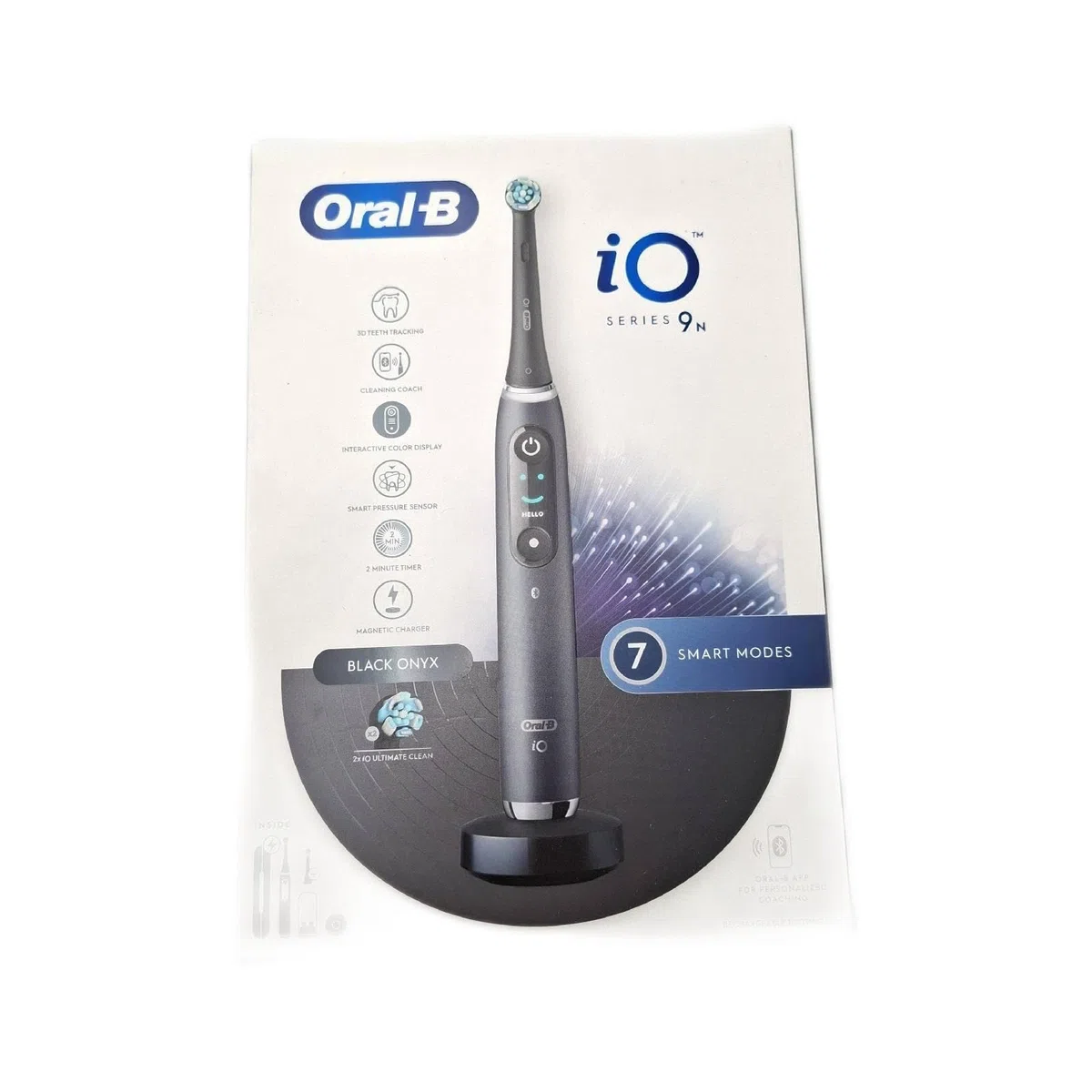 Oral-B Elektryczna szczoteczka do zębów, wielokrotnego ładowania, iO 9 czarna, limitowana edycja, 1 x elektryczna szczoteczka do zębów ustna B, 1 x wymienna główka, etui podróżne, magnetyczne etui
