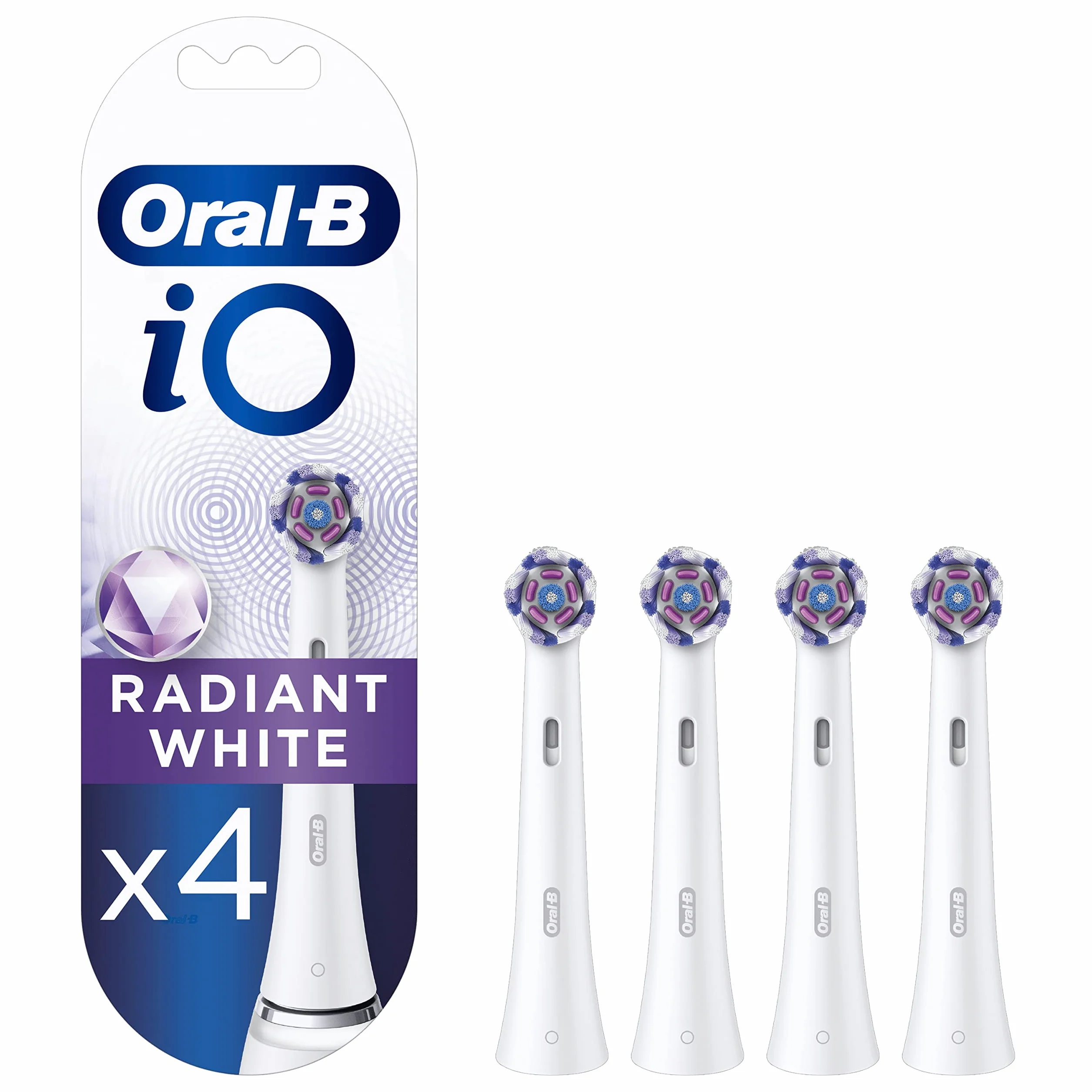 Oral-B iO Radiant White Elektryczna szczoteczka do zębów, 4 głowice zamienne, czyszczenie wybielające i polerujące, przeznaczone do szczoteczek do zębów iO
