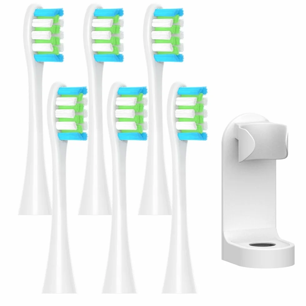 Wymienne końcówki szczotki do szczoteczek Oclean Flow/X/X PRO/F1/ One/Air 2 Sonic Electric Toothbrush DuPont Blue Green Soft Bristle Nozzles (biały, S)