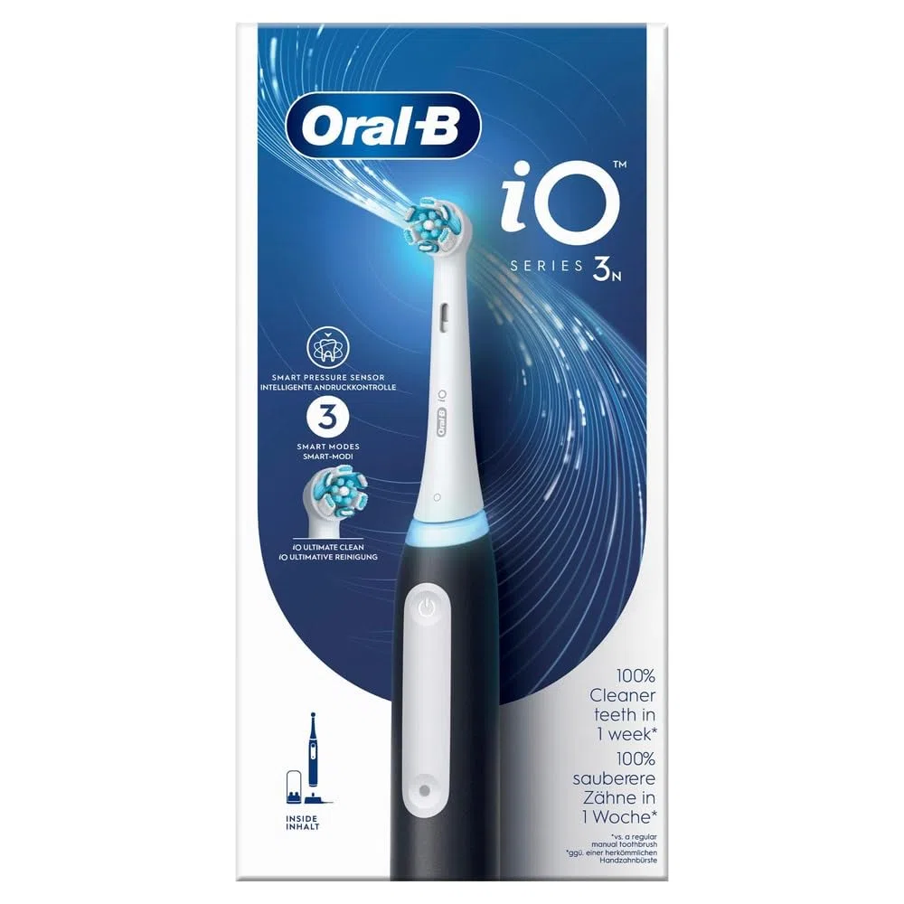 Oral-B iO 3 Elektryczna szczoteczka do zębów, czarna, 1 uchwyt na szczotkę