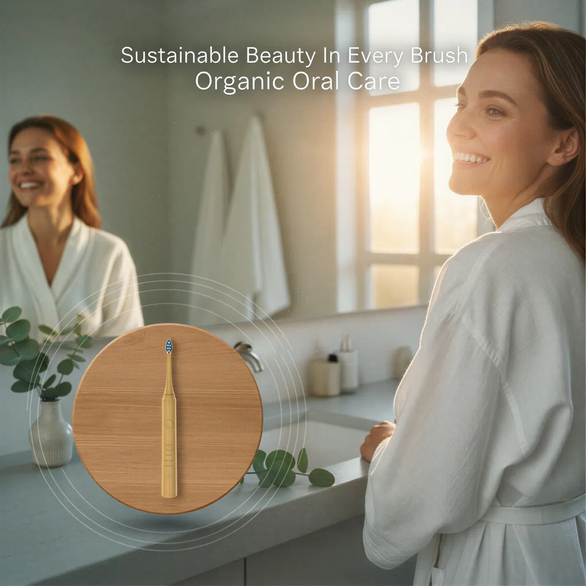 Wood Sonic elektryczna szczoteczka do zębów z 5 trybami, korpus z naturalnego drewna, 2 elektryczne głowice szczoteczki do zębów, ładowanie indukcyjne, prezent do pielęgnacji jamy ustnej dla