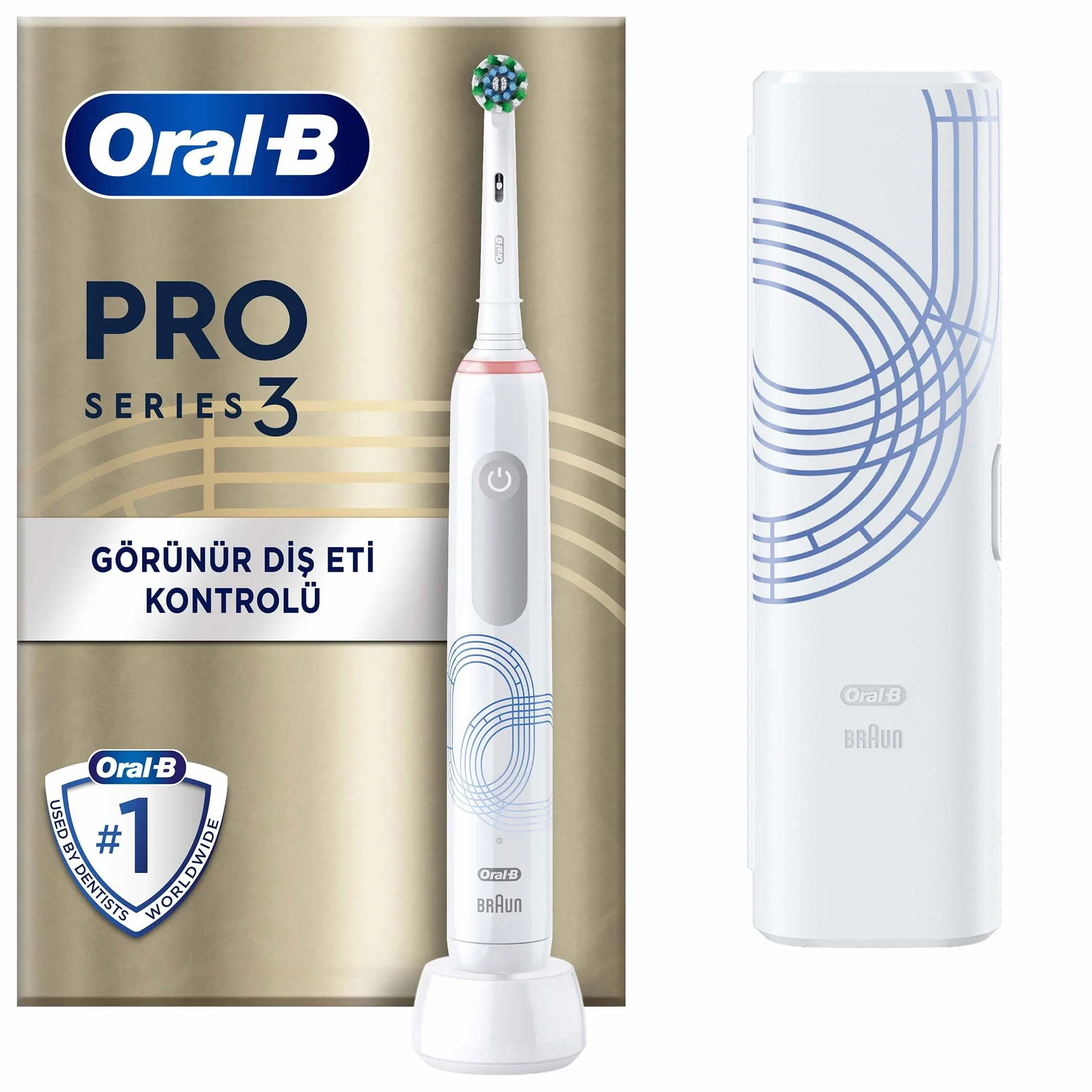 Oral-B Pro Series 3 Biała elektryczna szczoteczka do zębów, 1 szczotka, 1 etui podróżne