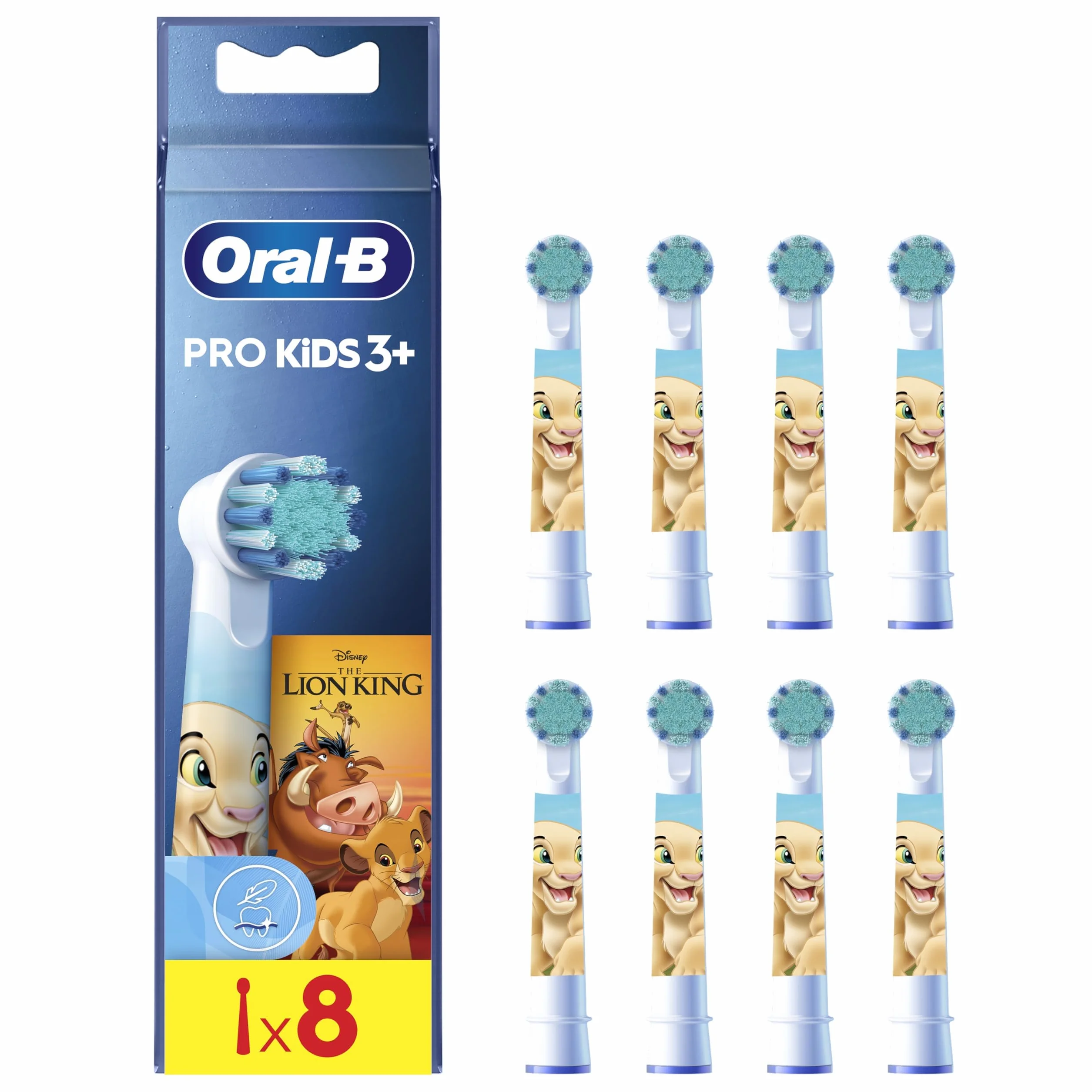 Oral-B Kids Końcówki do szczoteczek elektrycznych prezentujące Disney Król Lew, opakowanie 8 sztuki