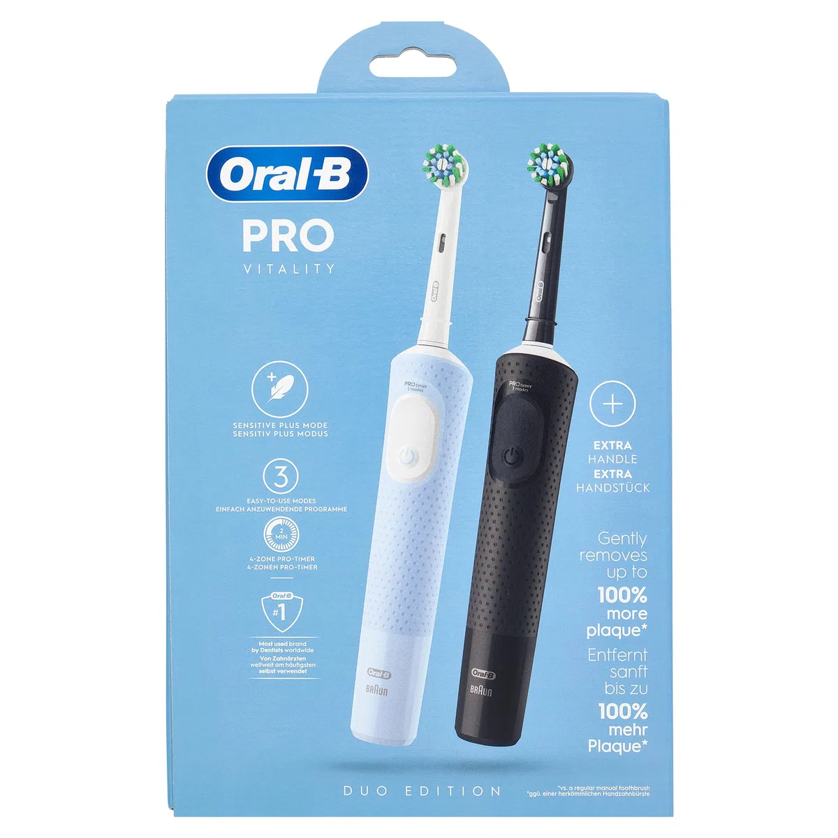 Oral-B Vitality Pro 4210201446514 Szczoteczka Elektryczna, Niebieski/Czarny, 2 sztuki