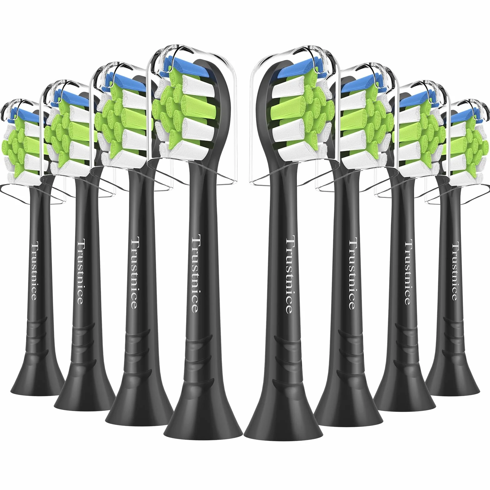 Trustnice Głowice szczoteczki do zębów pasujące do modeli Philips Sonicare, wymienne, kompatybilne z Sonicare Snap-on szczoteczki, 8 sztuk (czarne)