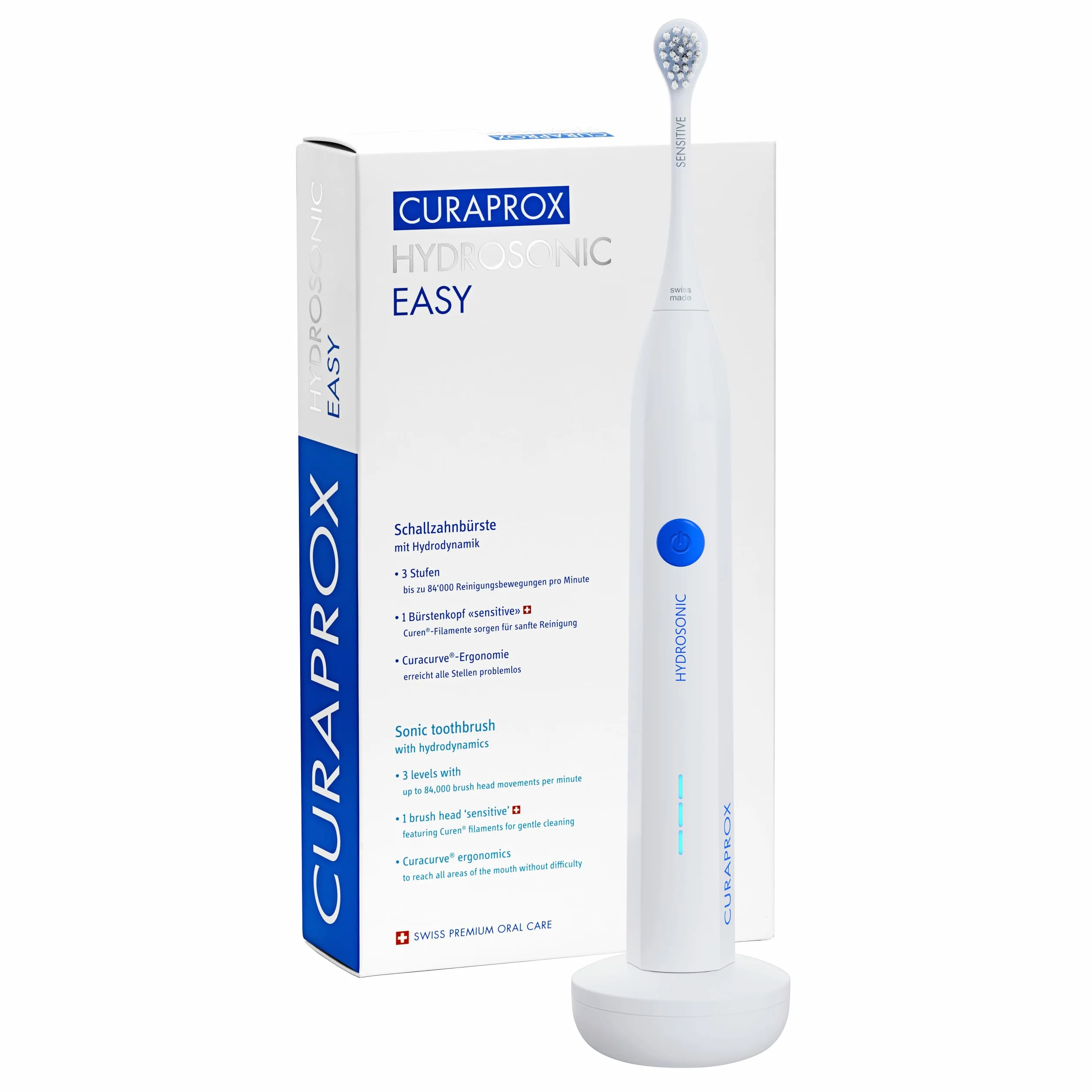 Curaprox Hydrosonic easy Soniczna szczoteczka do zębów - do codziennej pielęgnacji dziąseł i kontroli płytki nazębnej/prosta, skuteczna | niezawodna/zaprojektowana w Szwajcarii