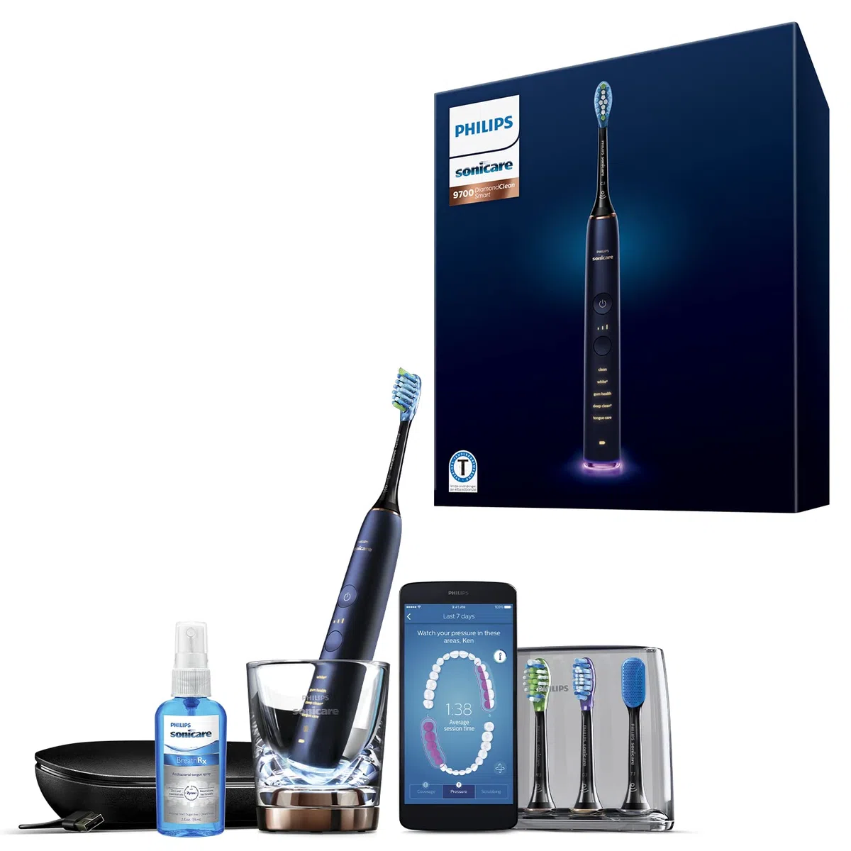 Philips Sonicare DiamondClean Inteligentna elektryczna szczoteczka do zębów - Lunar Blue Edition (2-pinowa wtyczka łazienkowa) HX9954/53
