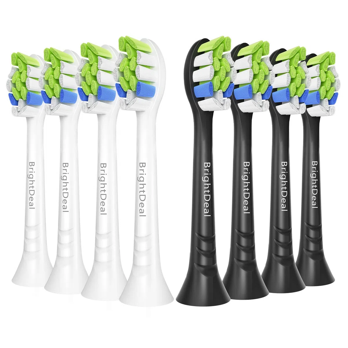 Brightdeal Zamienne szczoteczki kompatybilne z Philips Sonicare - Elektryczne szczoteczki do szczoteczki do zębów EasyClean HealthyWhite i innych uchwytów zatrzaskowych, 4 szt. białe i 4 czarne