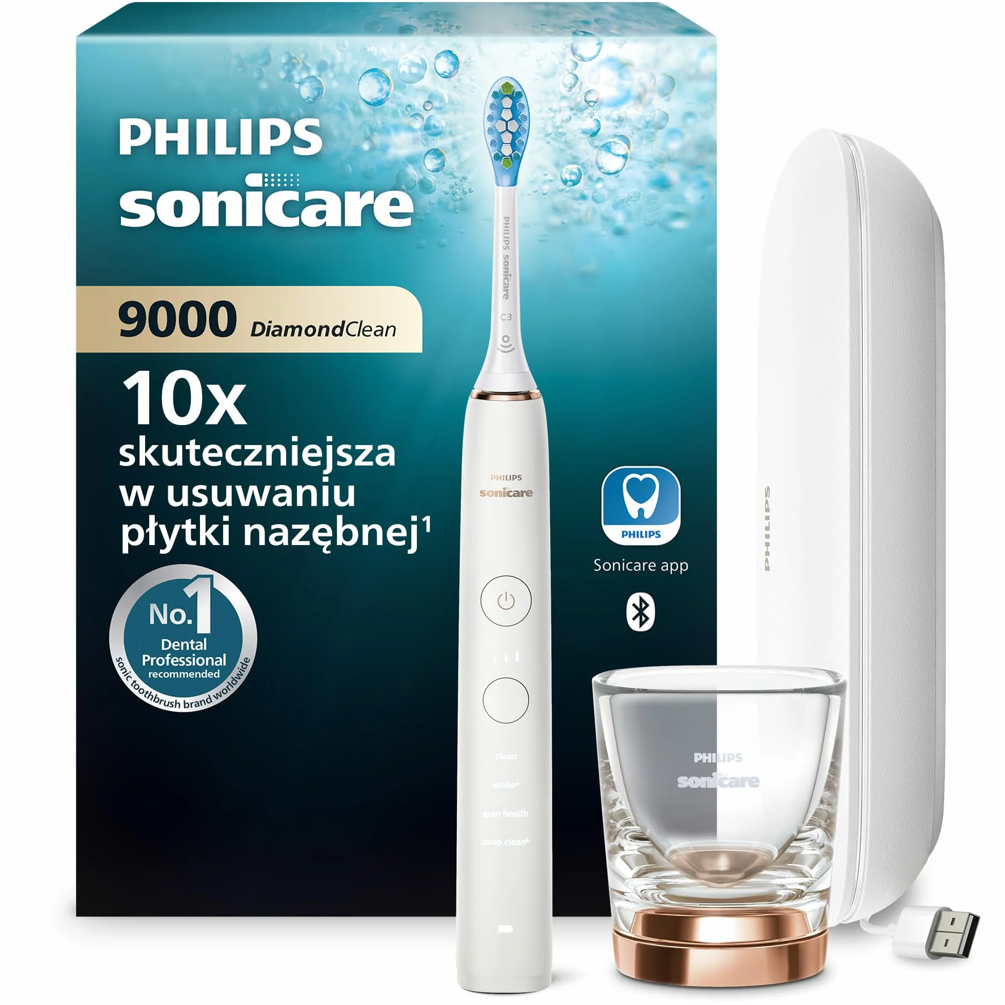 Philips Diamondclean Connected szczoteczka elektryczna 9000 różowe złoto