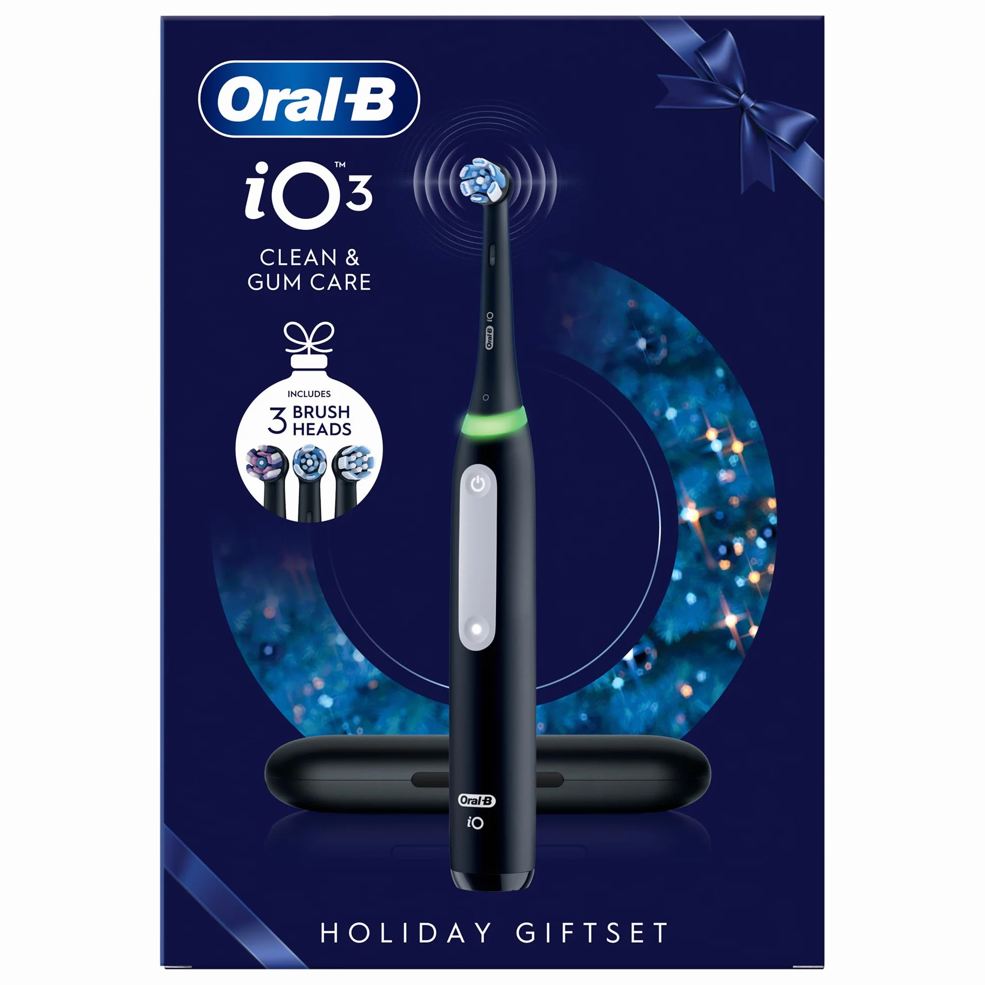 Oral-B Elektryczna szczoteczka do zębów iO Series 3, 3 tryby czyszczenia do pielęgnacji zębów, technologia magnetyczna, etui podróżne, zaprojektowane przez Braun, czarna matowa