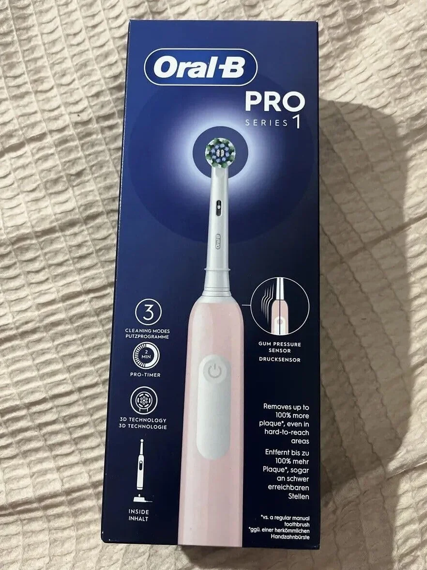 Oral-B Pro Series 1Elektryczna szczoteczka do zębów, różowa, 1 szczoteczka do czyszczenia 3D, usuwa płytkę nazębną, timer, akumulator