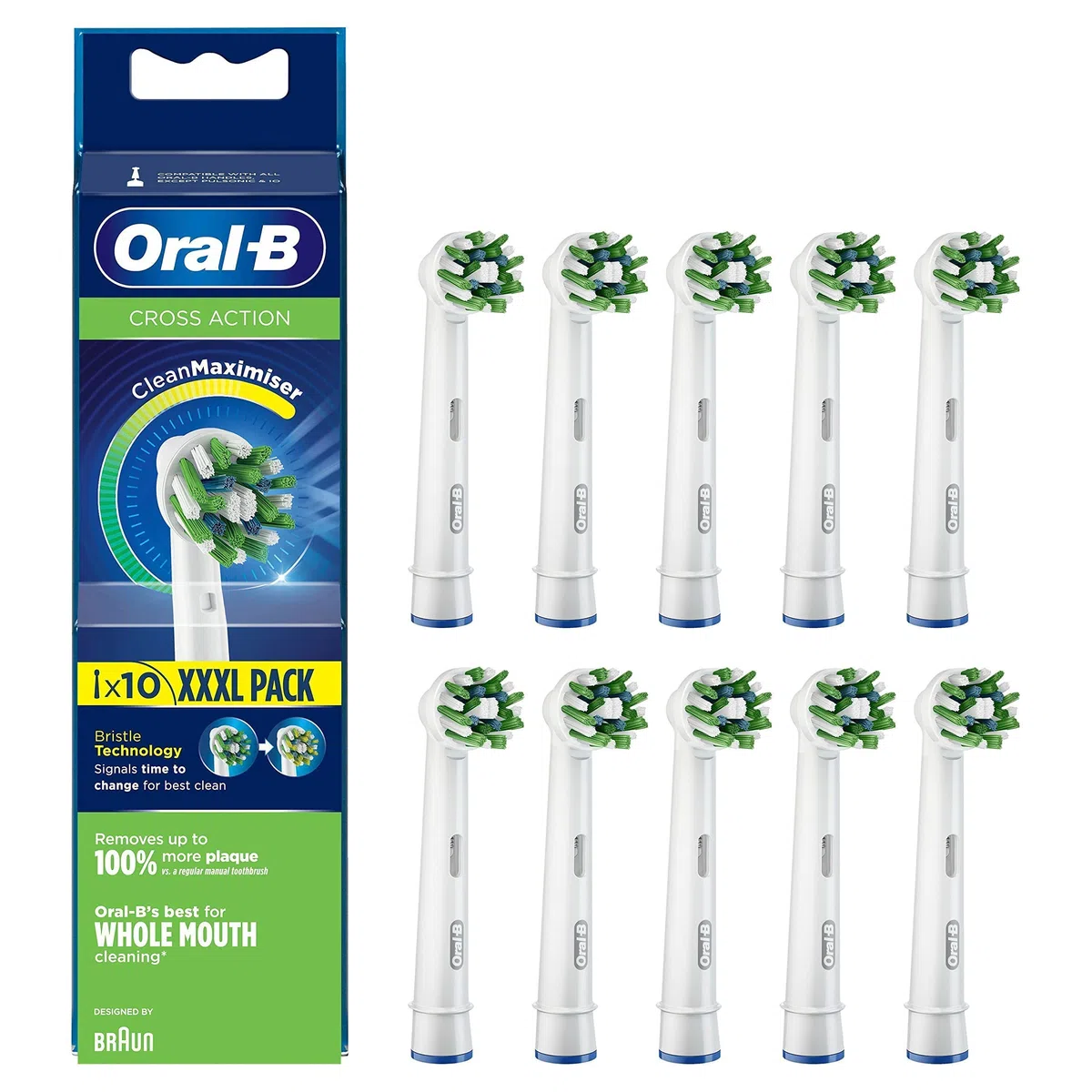 Oral-B 4210201321507 Końcówki do Szczoteczki Elektrycznej, 10 Sztuk, Biały