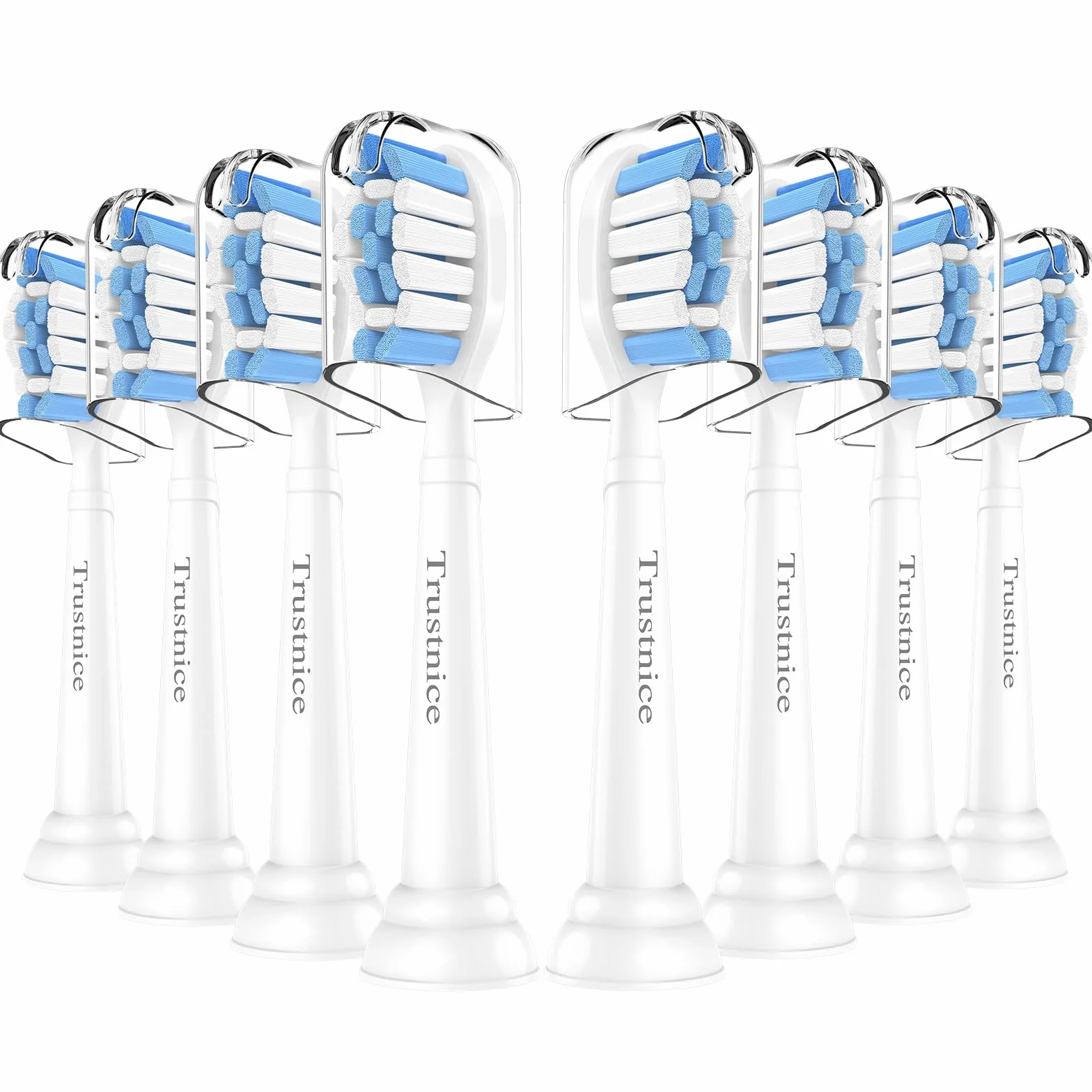 Trustnice Wymienne szczoteczki do zębów Philips Sonicare końcówki do szczoteczek elektrycznych, końcówki do szczoteczek pasują do Sonicare, 8 sztuk, Białe