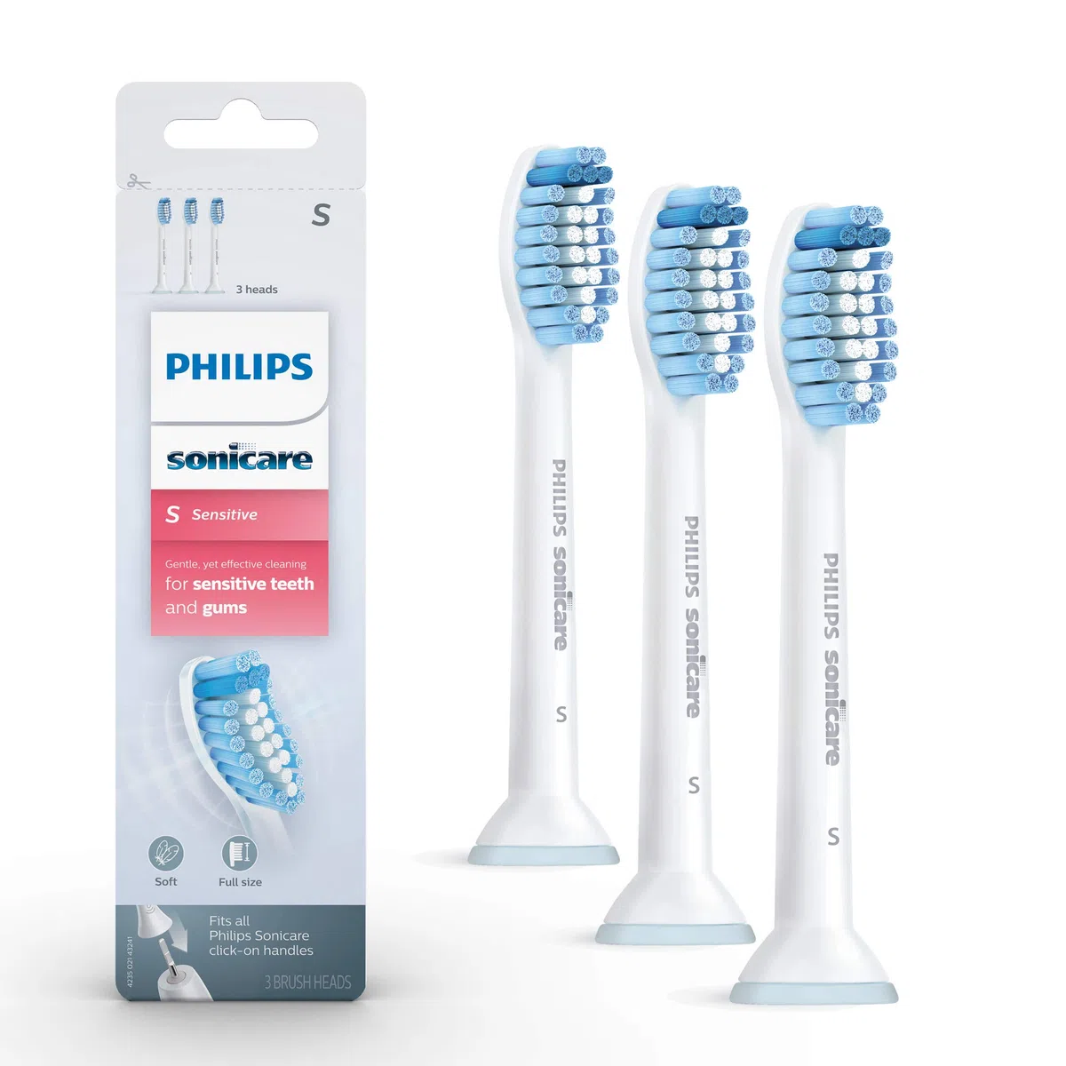 Oryginalne głowice do szczoteczek Philips Sonicare Sensitive do zębów wrażliwych, HX6053/64, 3 szt