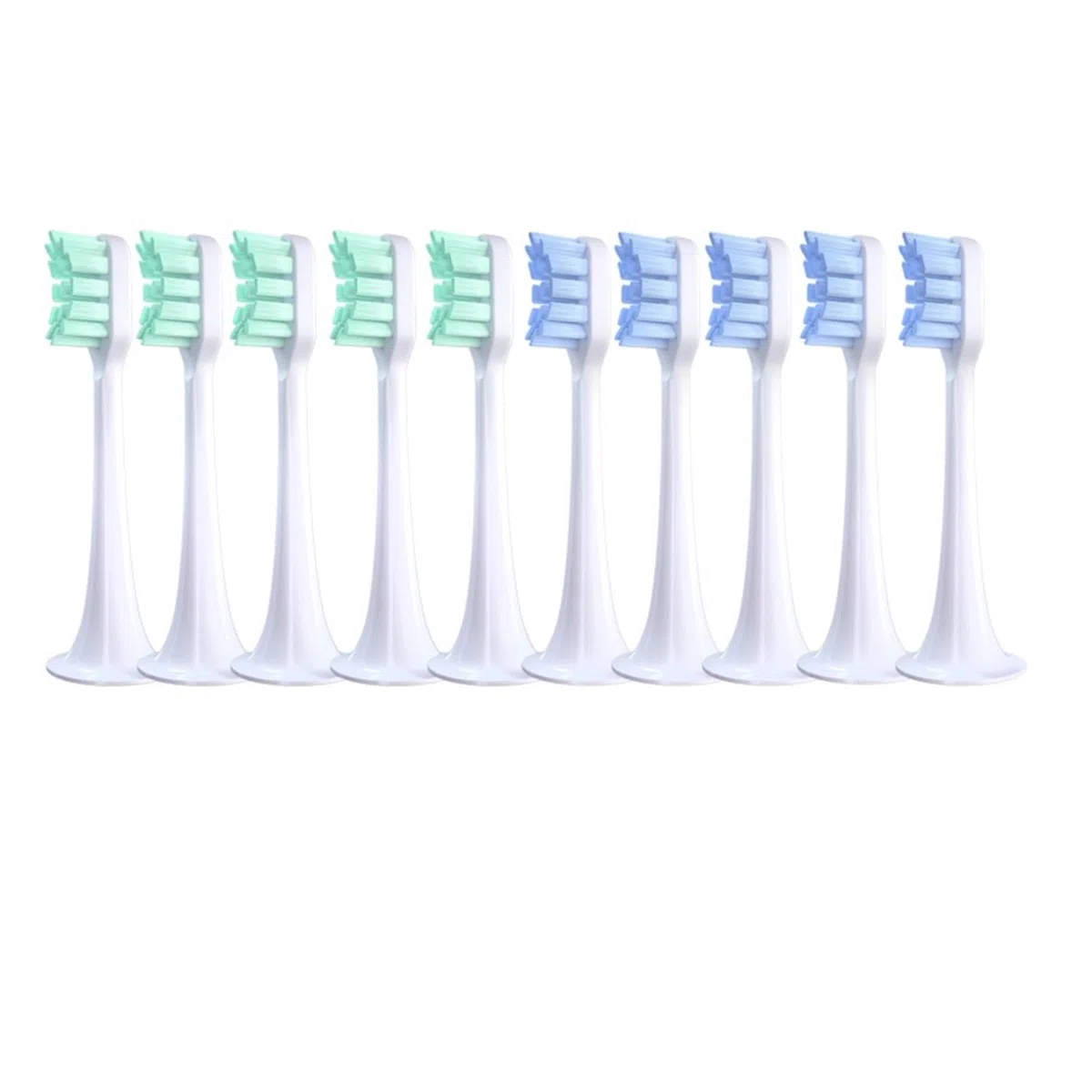 tianwandong 10 sztuk wymiennych końcówek do szczoteczki elektrycznej T300/500 Sonic Soft DuPont Bristle Wymienna końcówka do szczoteczki do zębów(5Green5BlueL)