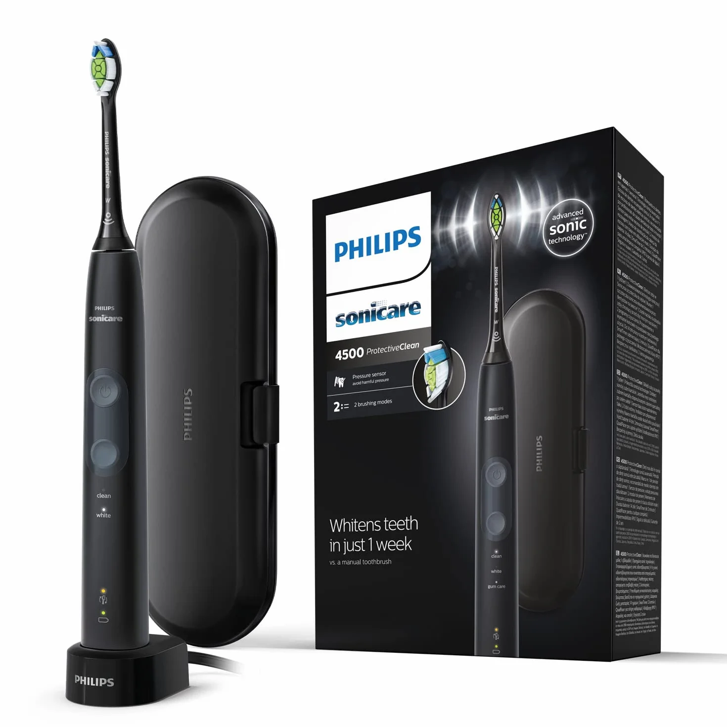 Philips Sonicare Protectiveclean 4500 HX6830/53 Szczoteczka do Zębów, Czarny