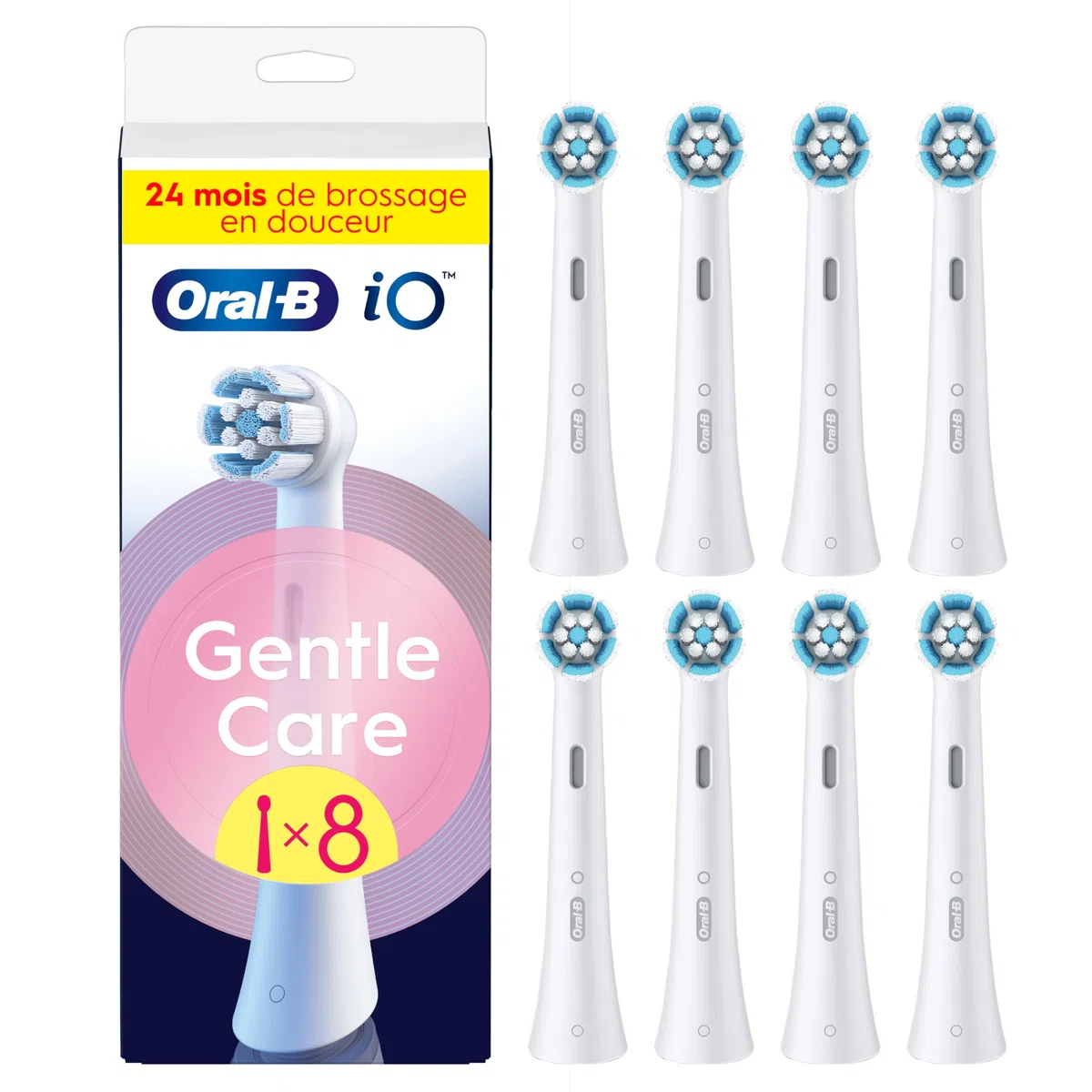 Oral-B Zestaw 8 szczoteczek wymiennych Gentle Care, autentyczne, białe, najdelikatniejsze szczotkowanie, odpowiednie dla wrażliwych dziąseł, okrągła szczotka do elektrycznych szczoteczek do zębów jamy